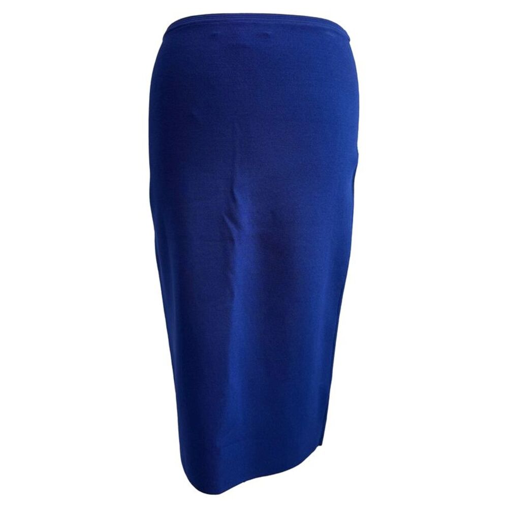 Diane Von Furstenberg Knitted Midi Pencil Skirt in Blue Viscose